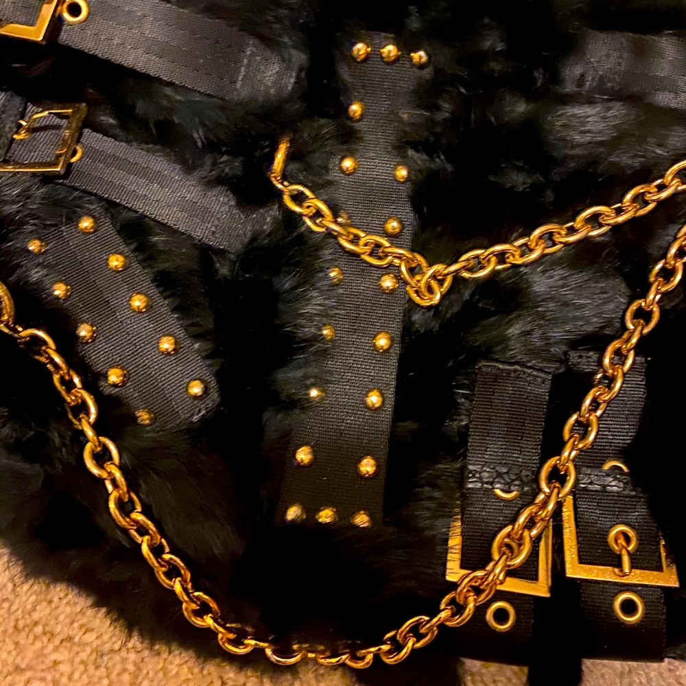 Fur and gold trendy purse